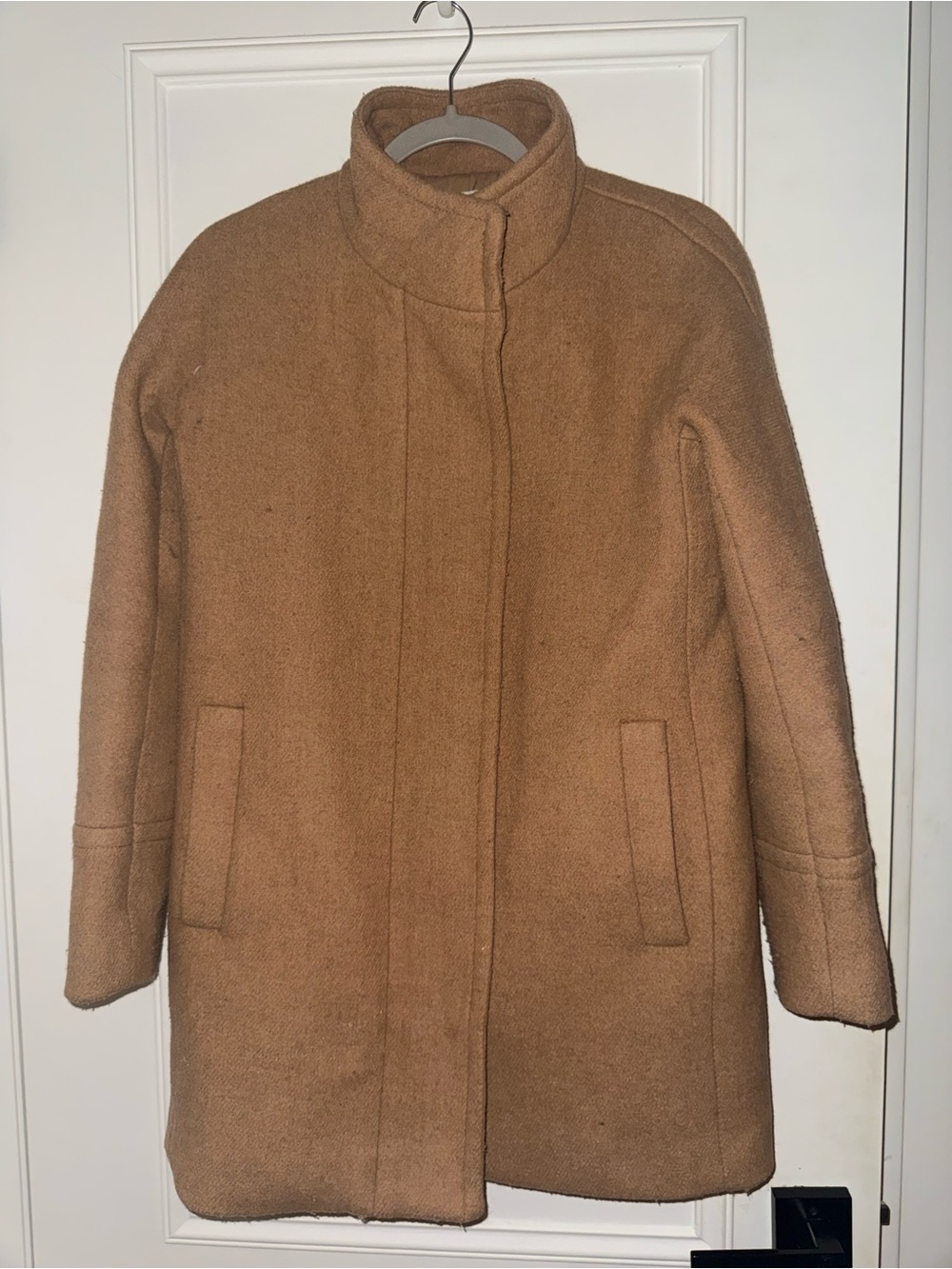 J. Crew Camel Wool-Blend High Collar Pea Coat